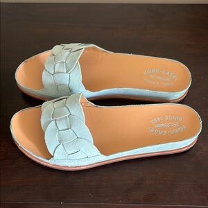 Kork-Ease Blue Woven Slide Sandals